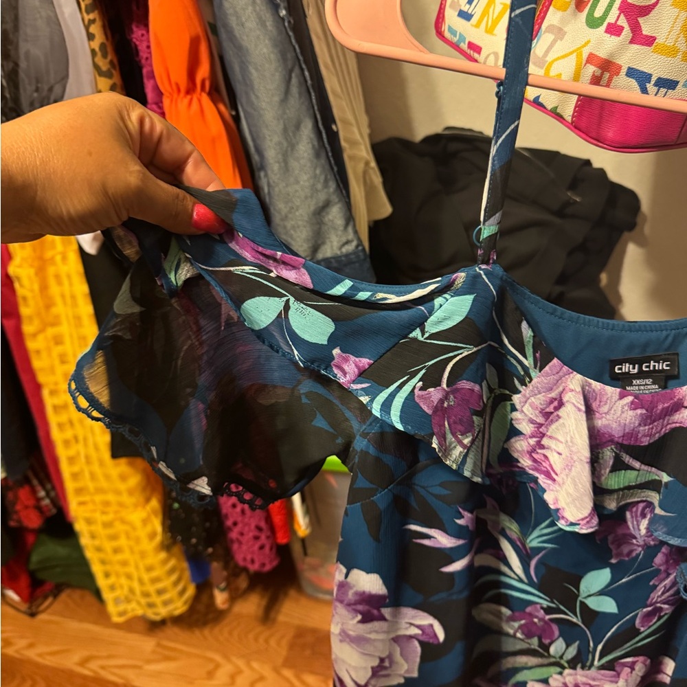 City Chic Floral Ruffle Dress